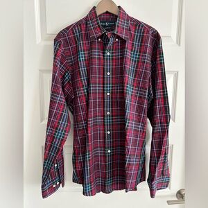 Ralph Lauren Men’s Plaid Shirt Red Blue Size 16.5 / L